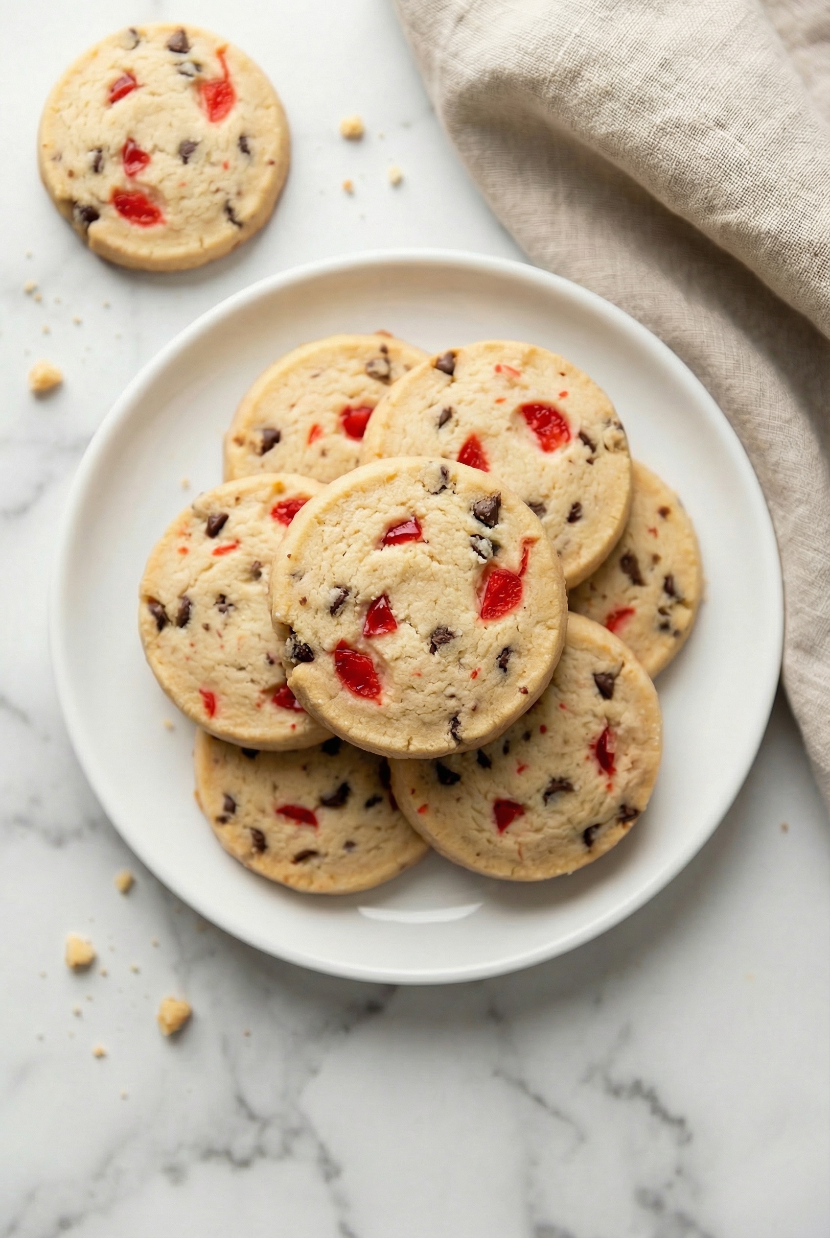Christmas Maraschino Cherry Shortbread Cookies