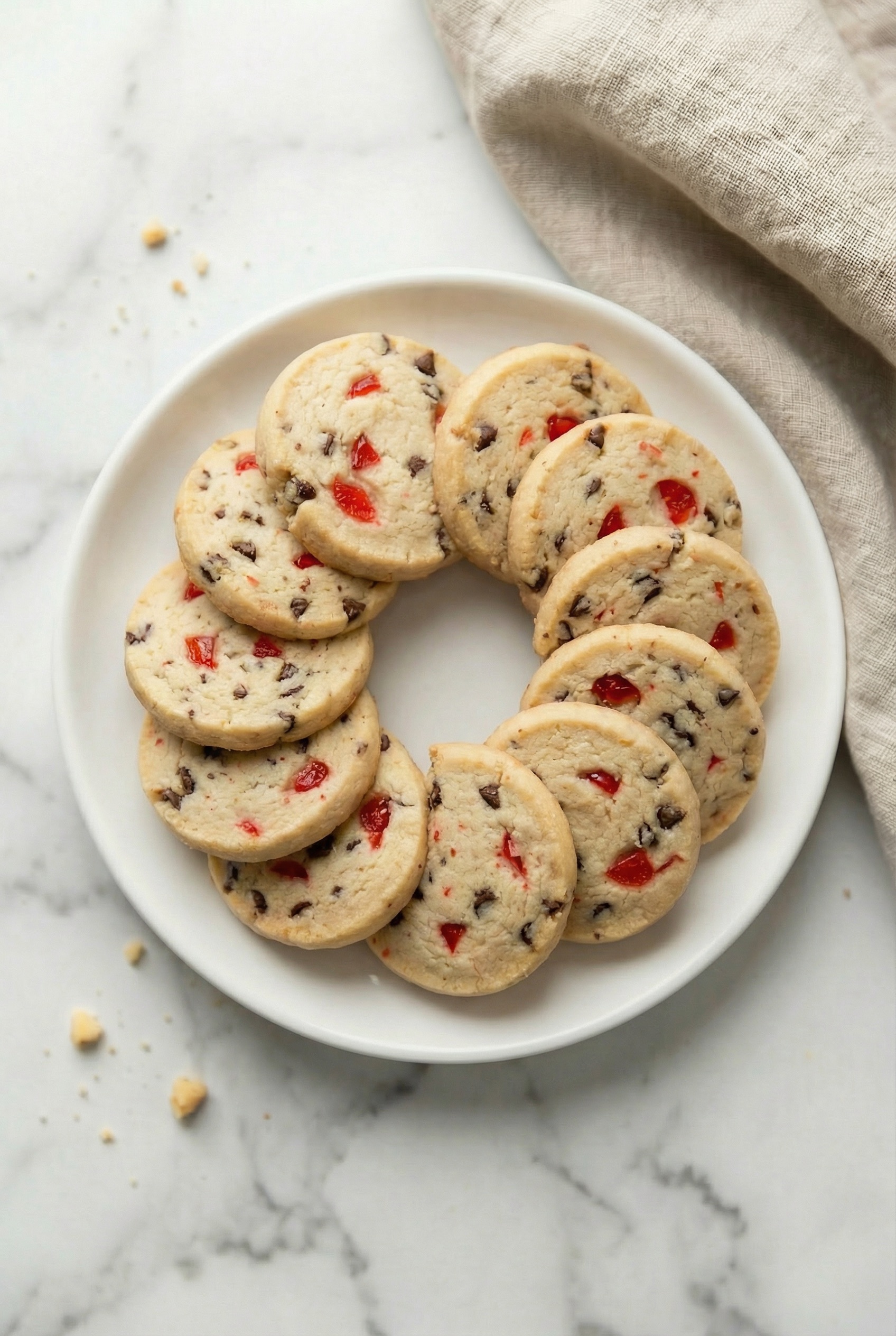 Christmas Maraschino Cherry Shortbread Cookies