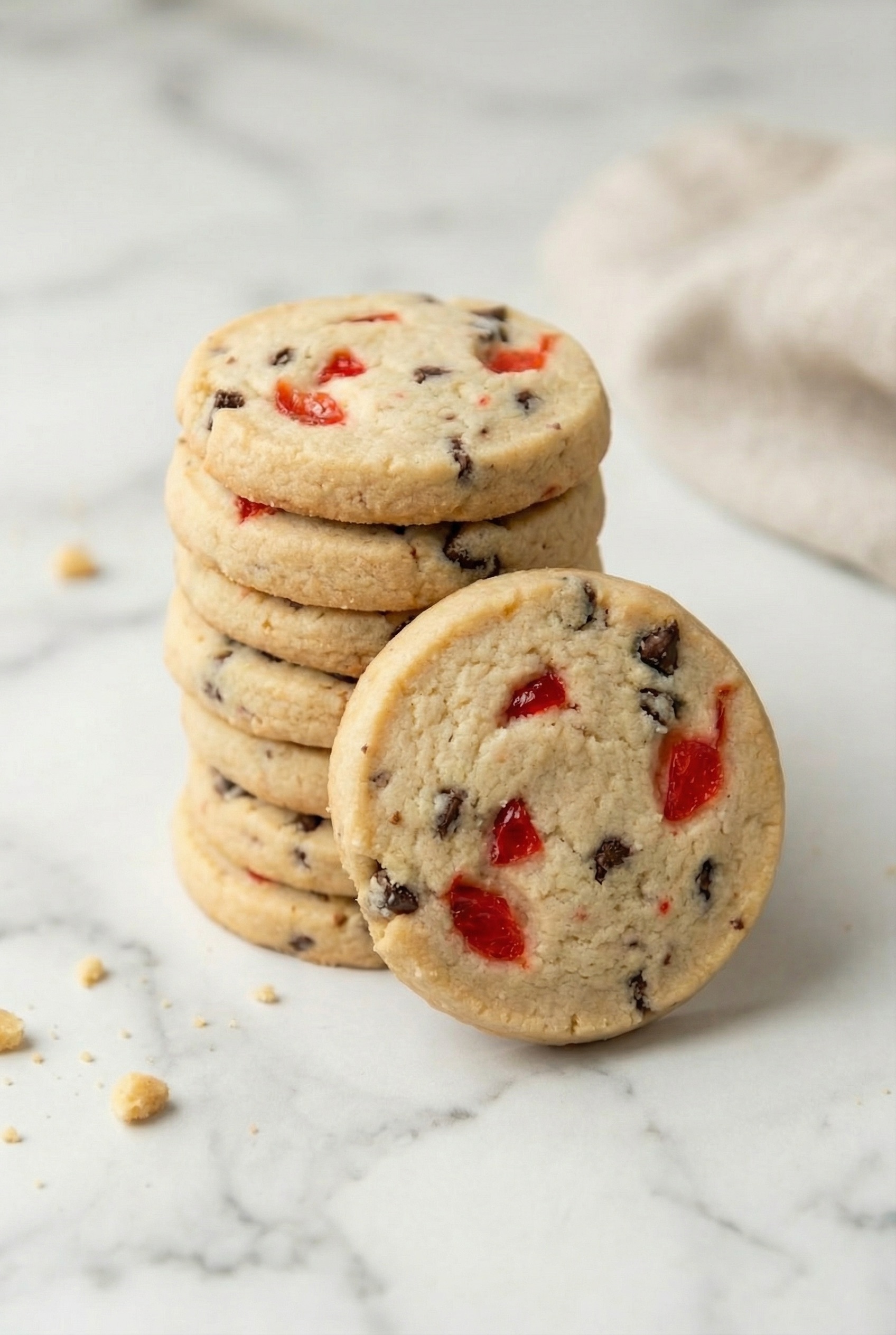Christmas Maraschino Cherry Shortbread Cookies