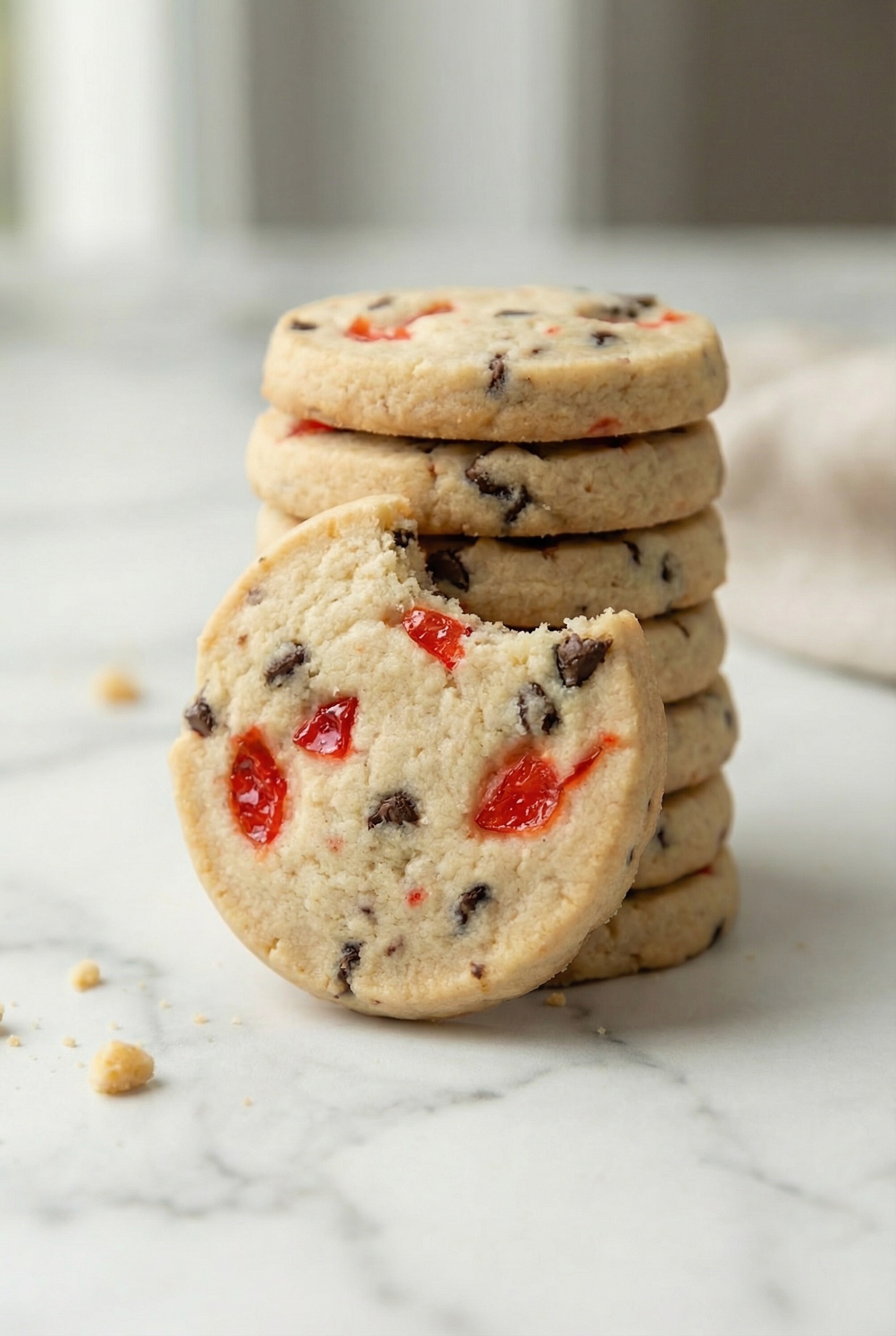 Christmas Maraschino Cherry Shortbread Cookies