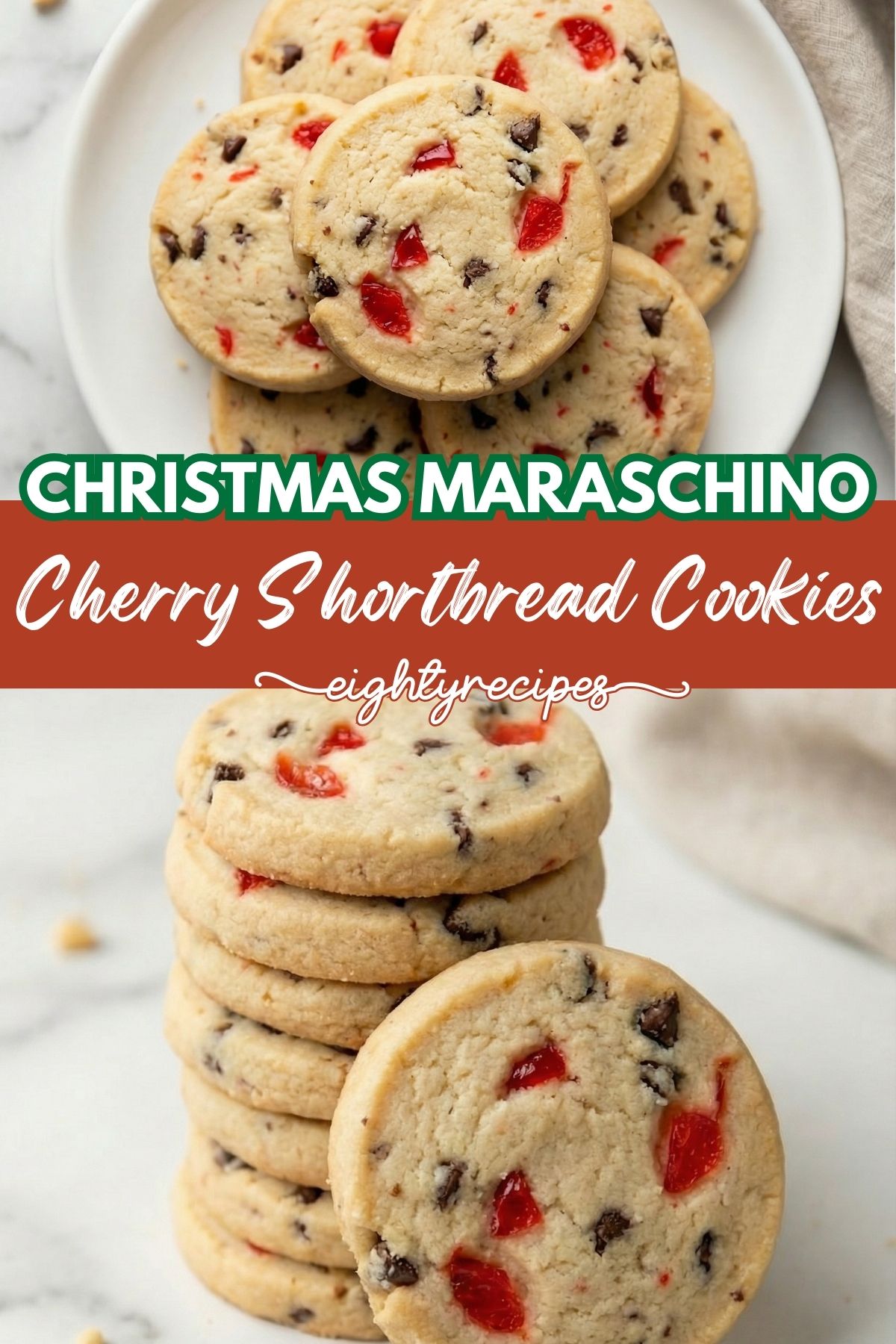 Christmas Maraschino Cherry Shortbread Cookies