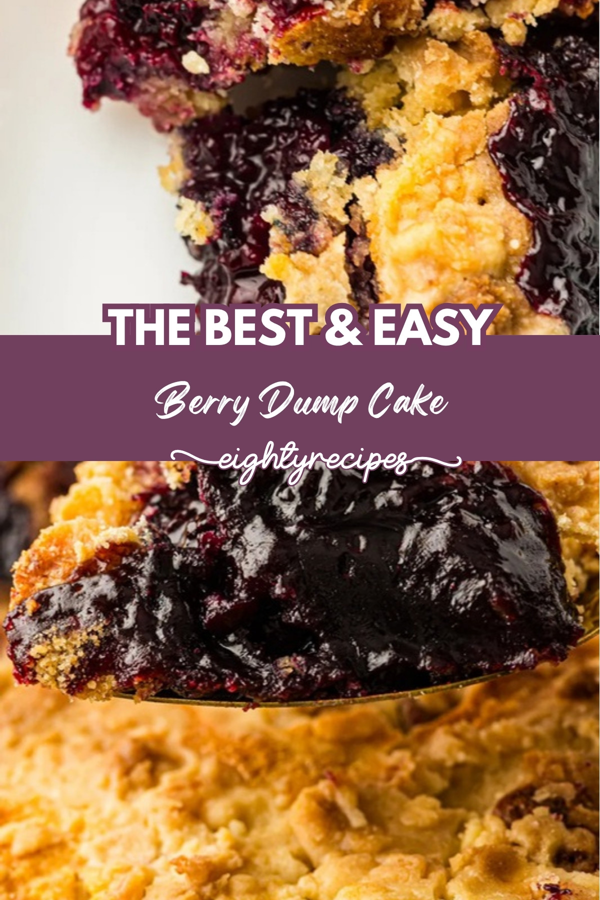Berry dump cake recipe pin for Pinterest