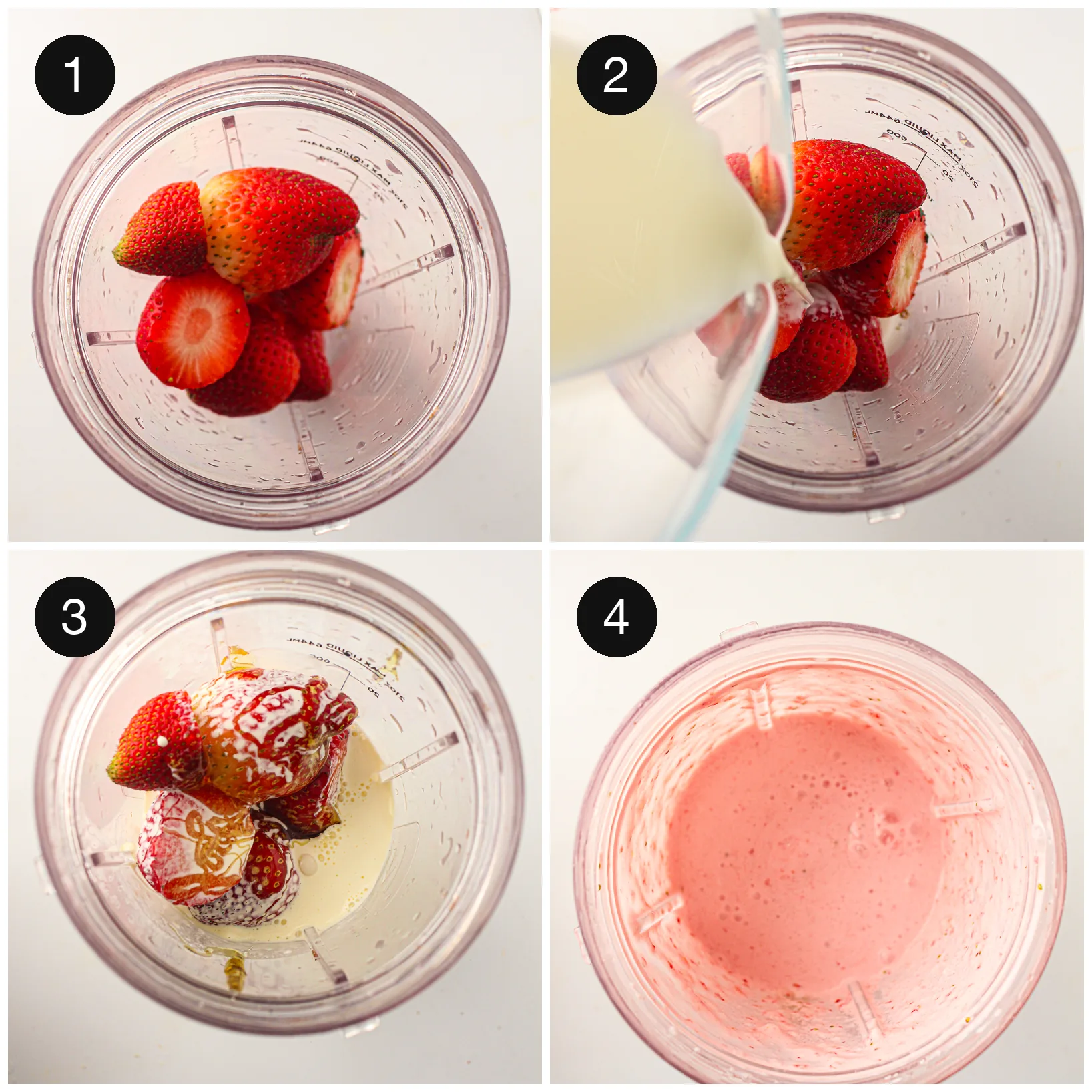 Blending the strawberries and cream into a smooth mix
