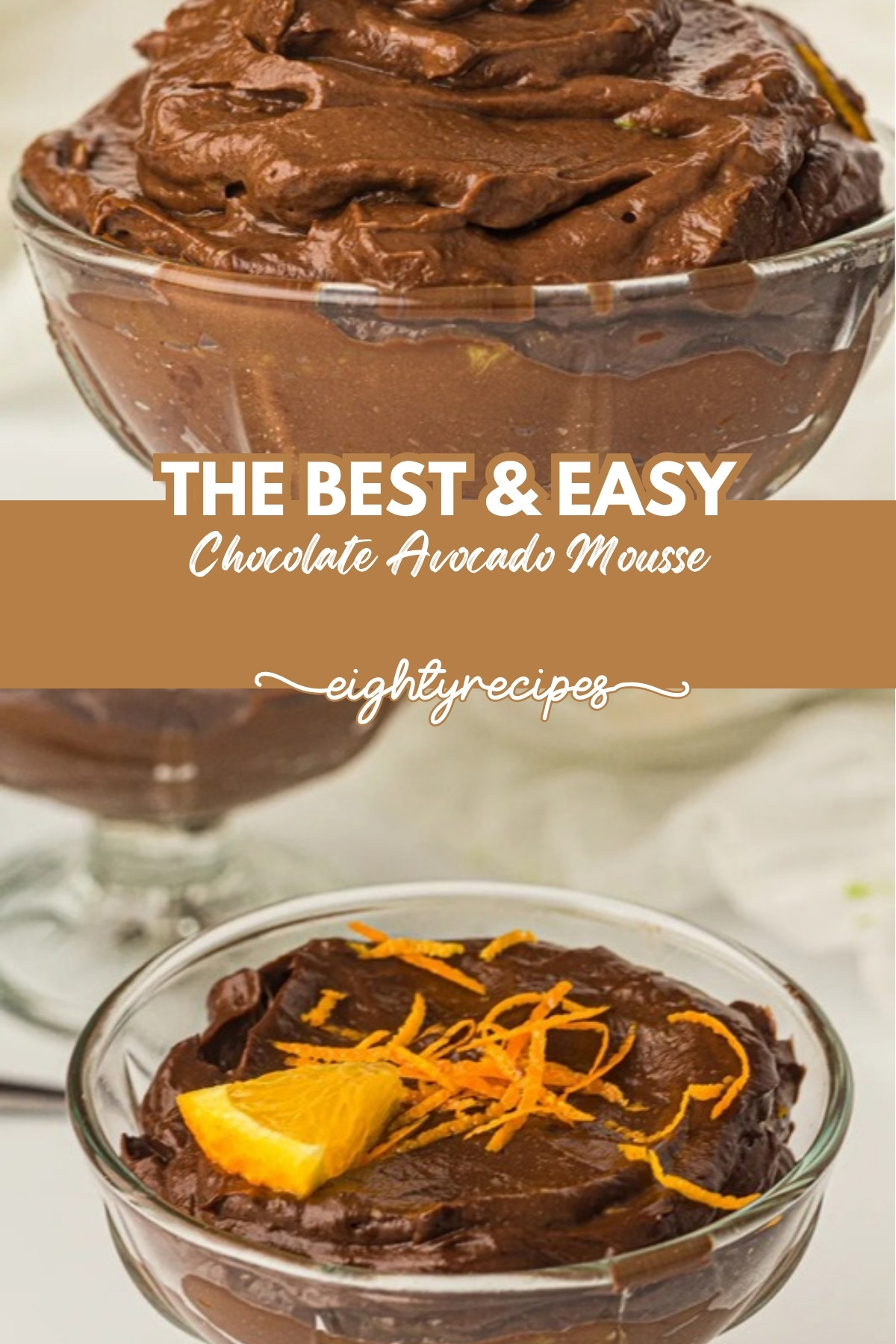 Creamy dark whipped dessert recipe pin for Pinterest