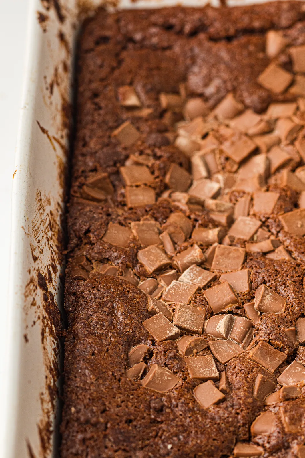 A warm, fudgy dessert served with a scoop of melting vanilla ice cream
