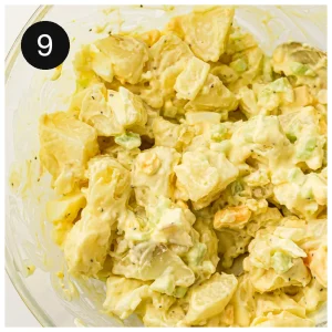 Folding the creamy mixture in a glass bowl