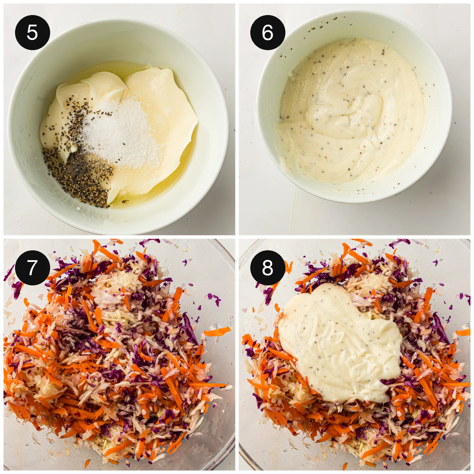 Whisking a smooth mayo and vinegar dressing in a small bowl