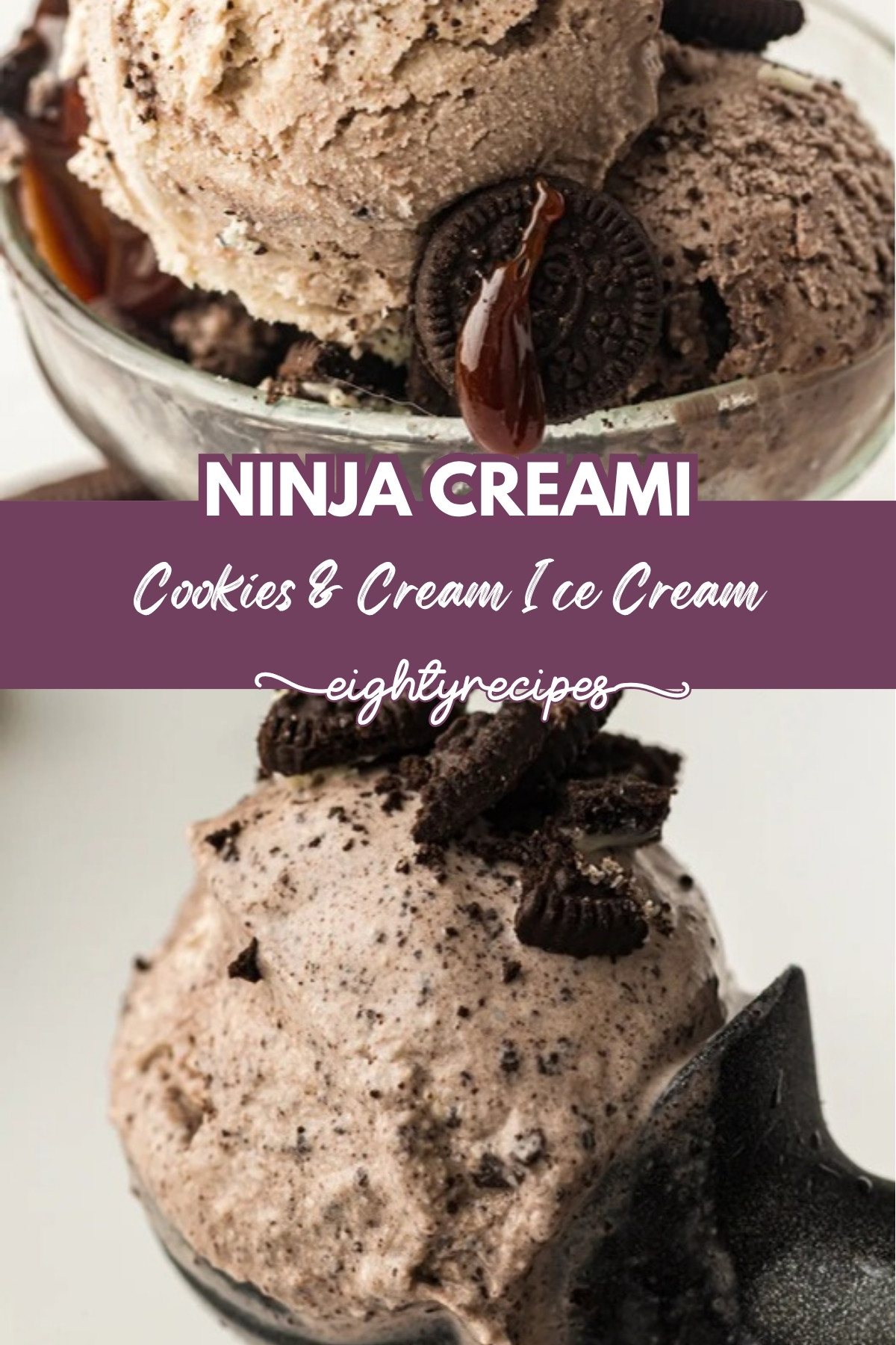 Cookies and cream ice cream recipe pin for Pinterest