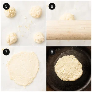 Kneading the soft dough on a floured surface