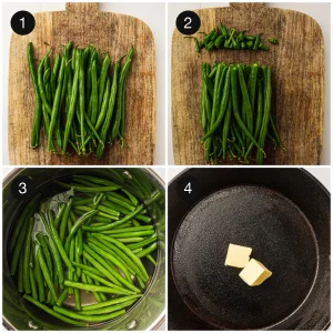 Blanching the green beans until bright and just tender