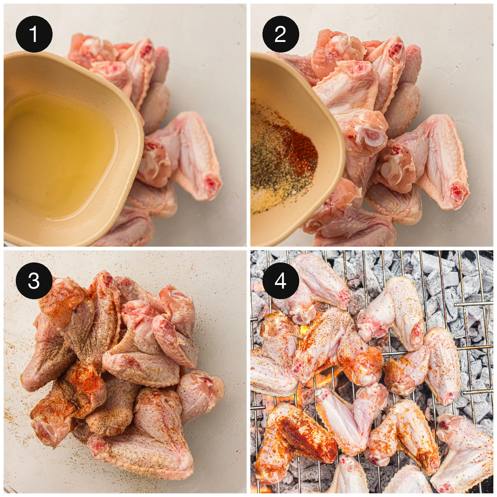 Pieces tossed with oil and a smoky spice rub before cooking