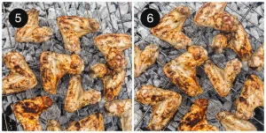 Chicken wings grilling over indirect heat with the lid closed