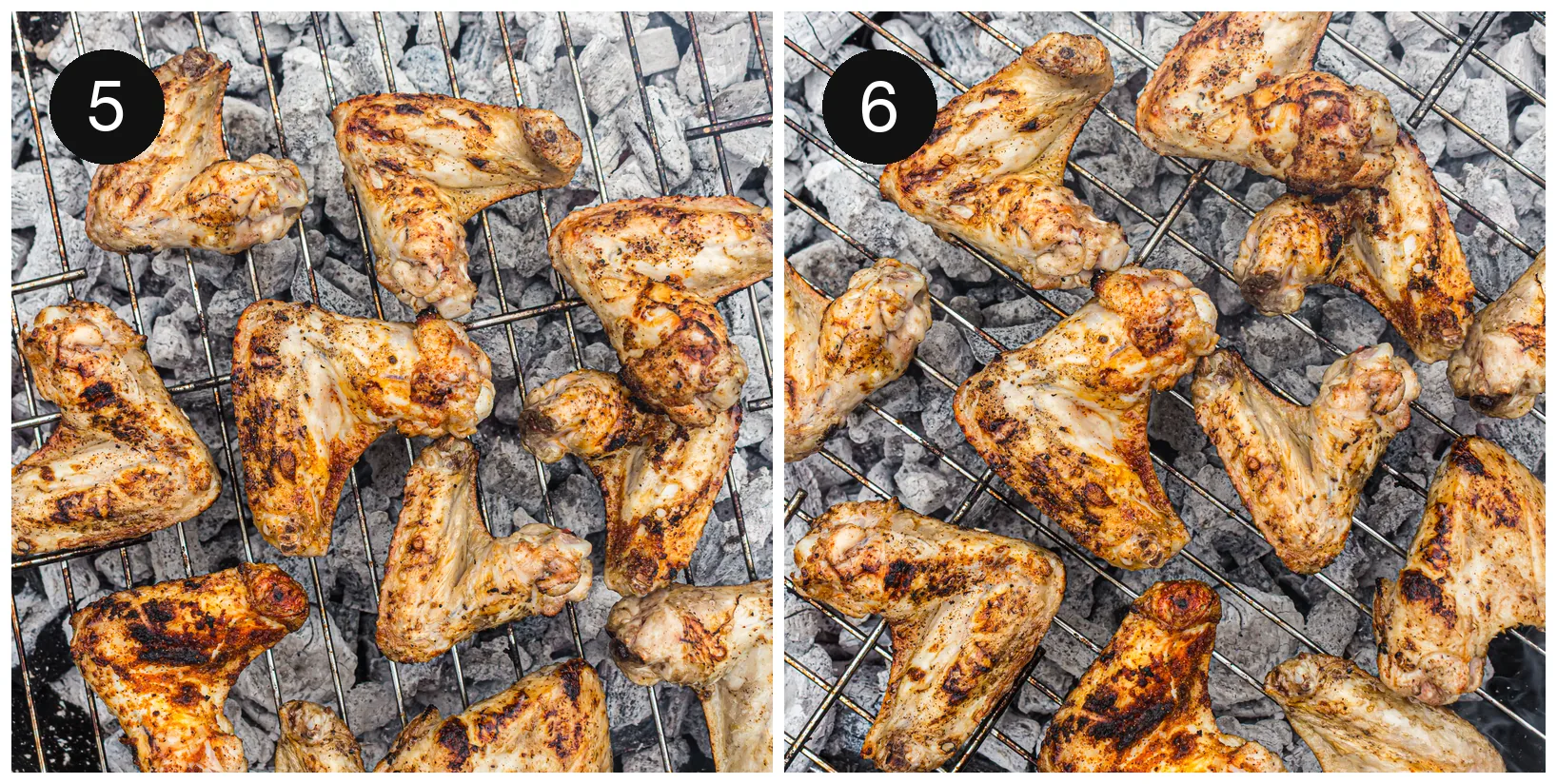 Pieces cooking over indirect heat with the lid closed