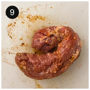 Brushing a light coat of BBQ sauce over the pork during the last few minutes