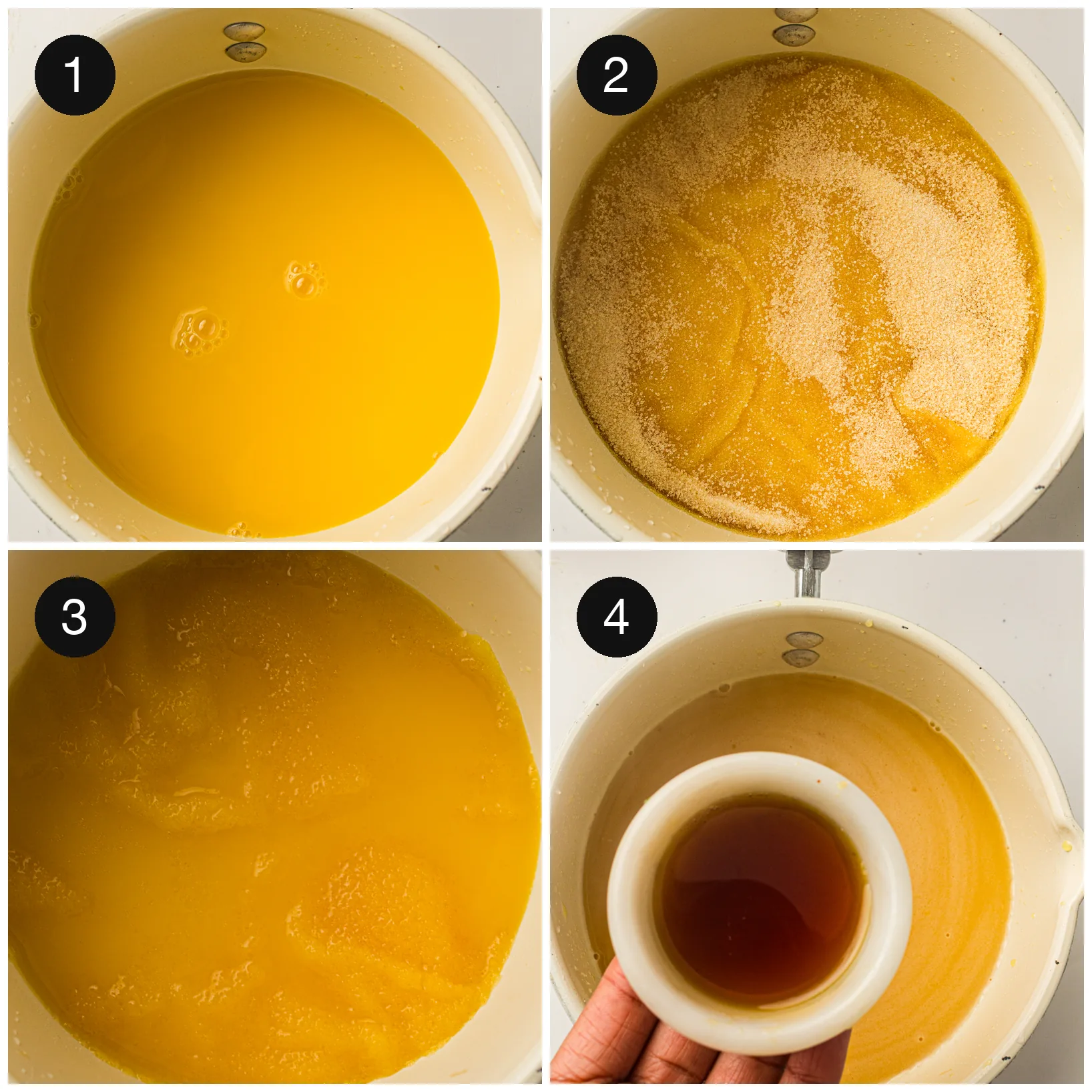 Blooming gelatin in orange juice, then stirring in honey