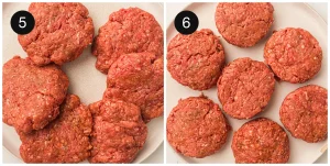 Portioning ground beef and shaping it into uniform burger patties