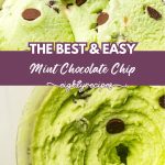 Mint chocolate chip ice cream recipe pin for Pinterest