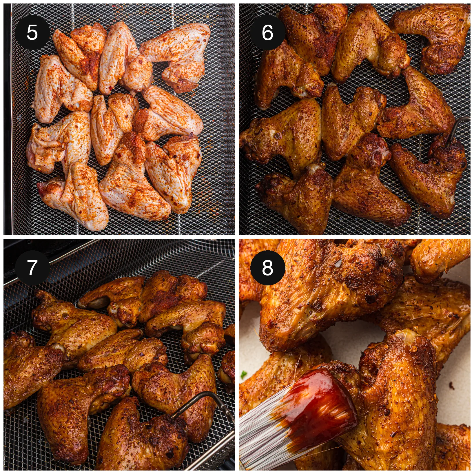 Seasoned drumettes and flats arranged in a single layer on the grill grate