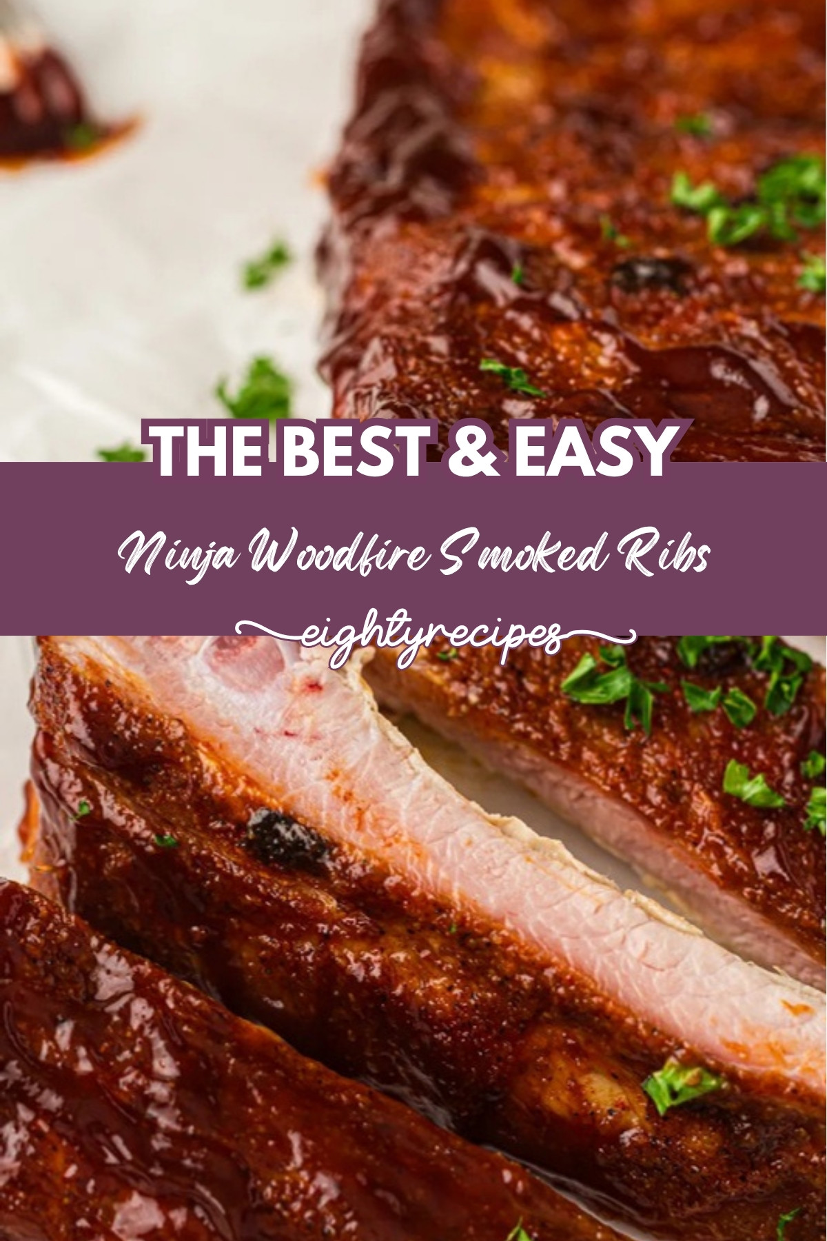 Ninja Woodfire smoked ribs recipe pin for Pinterest