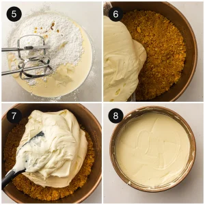 Beating the creamy filling until thick and smooth