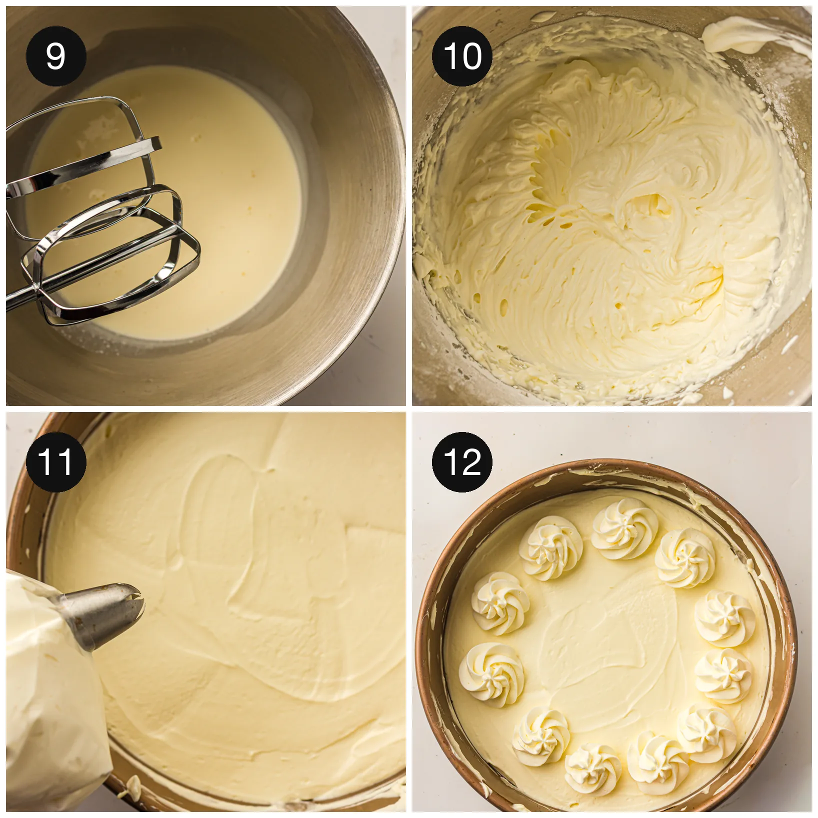 Spreading the smooth filling over the chilled crust
