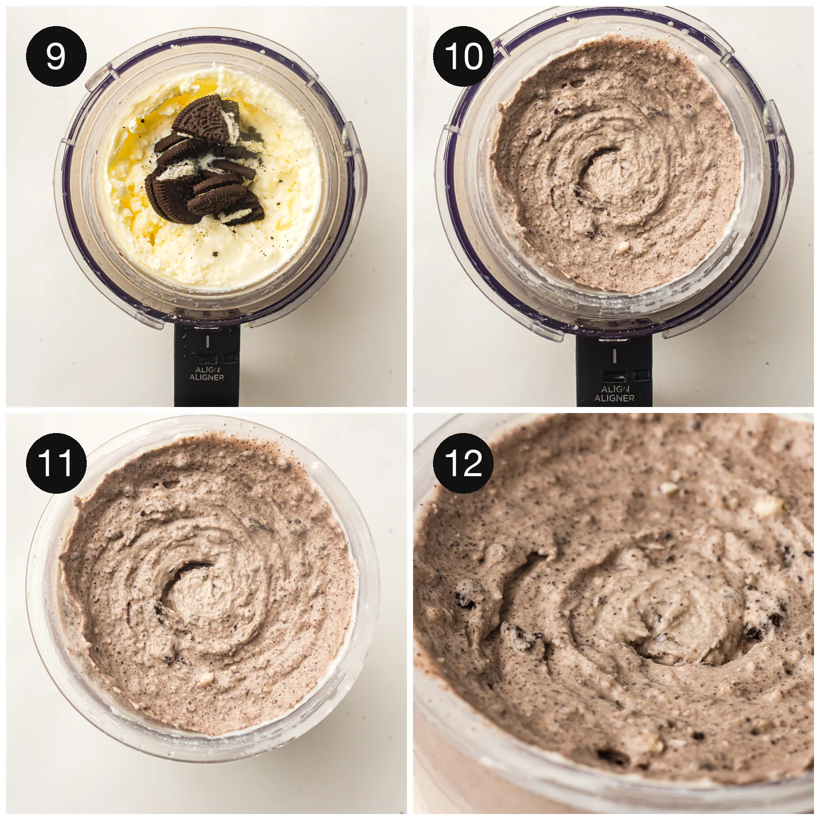 Crushed Oreos added to the centre well, then spun in