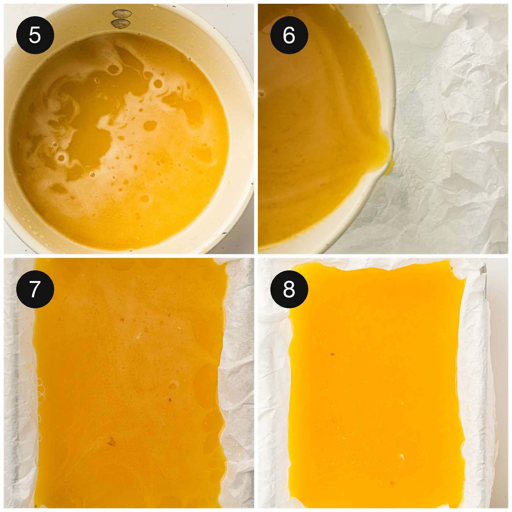 Pouring the warm orange mixture into silicone molds