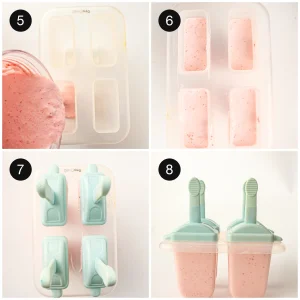 Pouring the blended mixture into popsicle molds