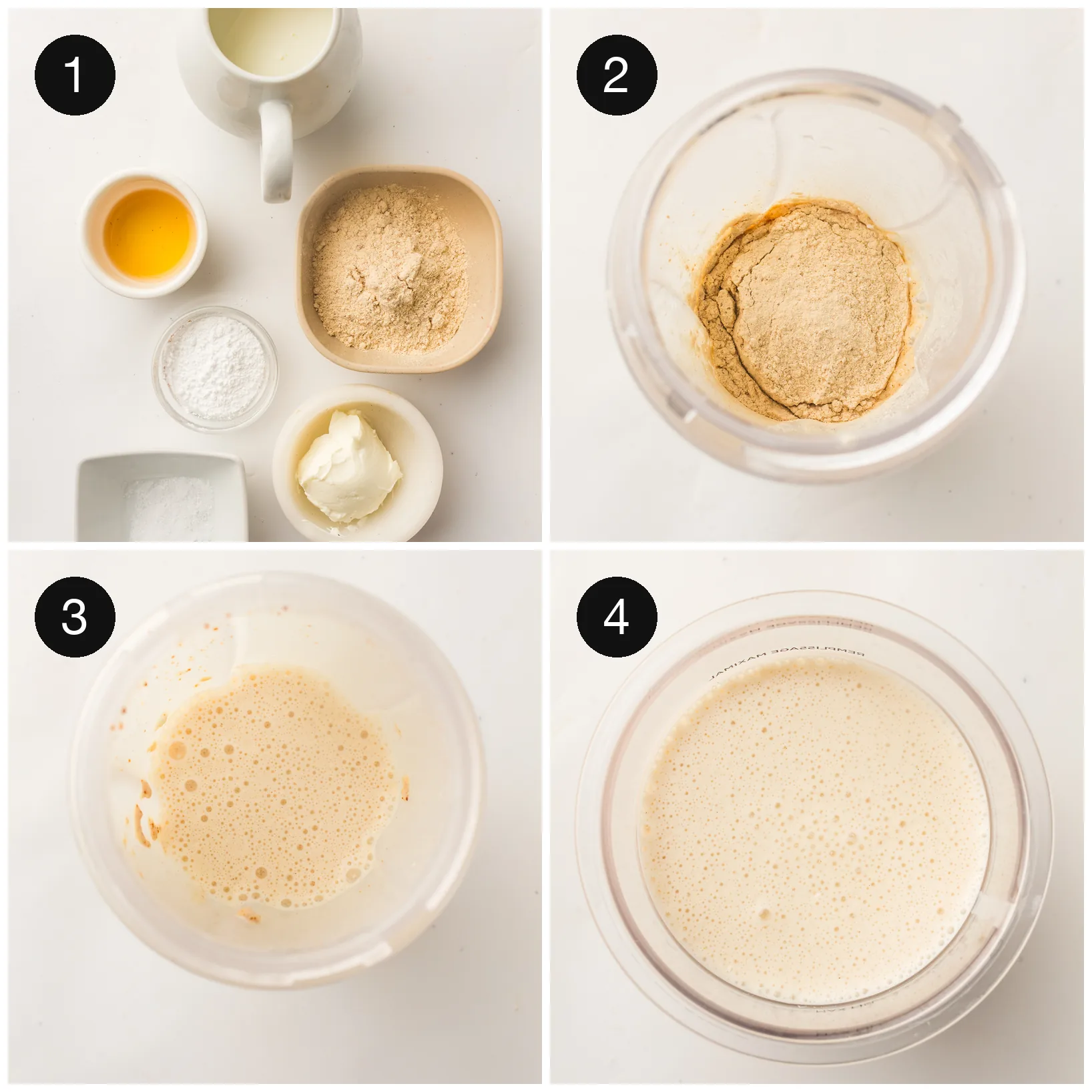 The blended vanilla base poured into the pint before freezing