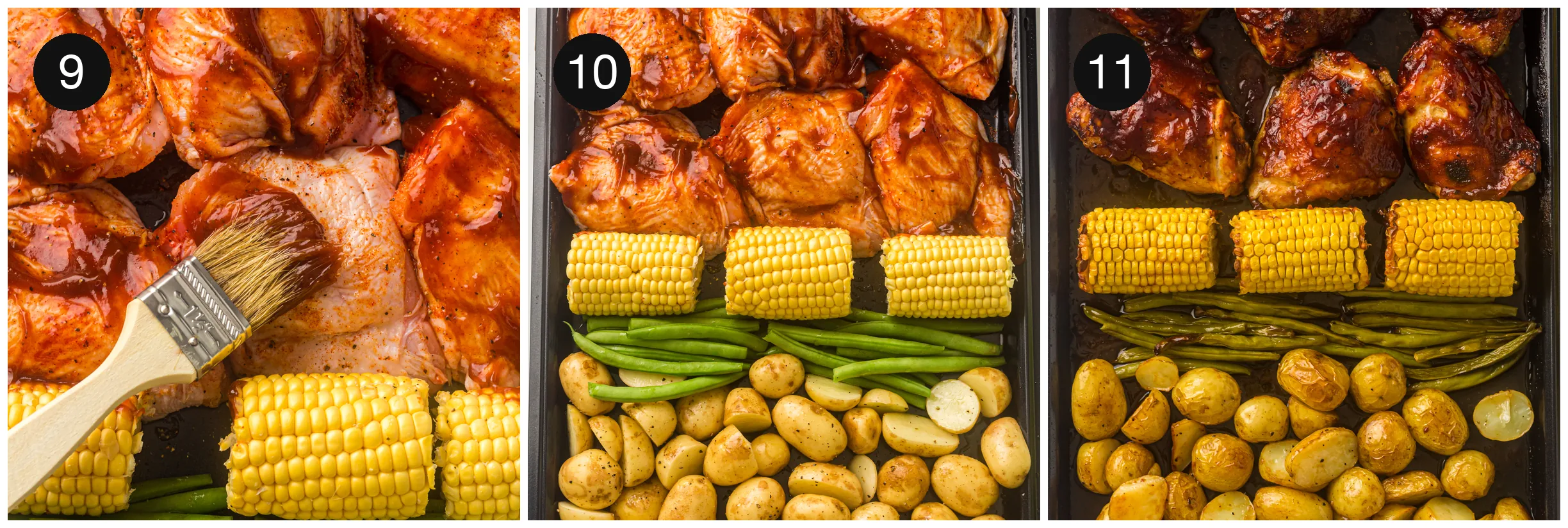 The finished tray, golden and caramelised at the edges