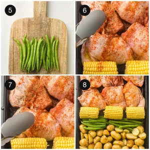 Everything brushed with a glossy sauce before roasting