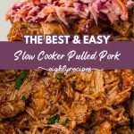 Slow cooker pulled pork recipe pin for Pinterest