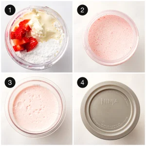 The pink blended base before freezing