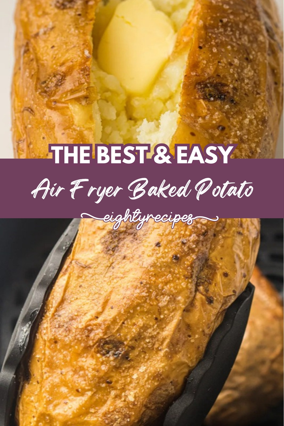 Air fryer baked potato recipe pin for Pinterest