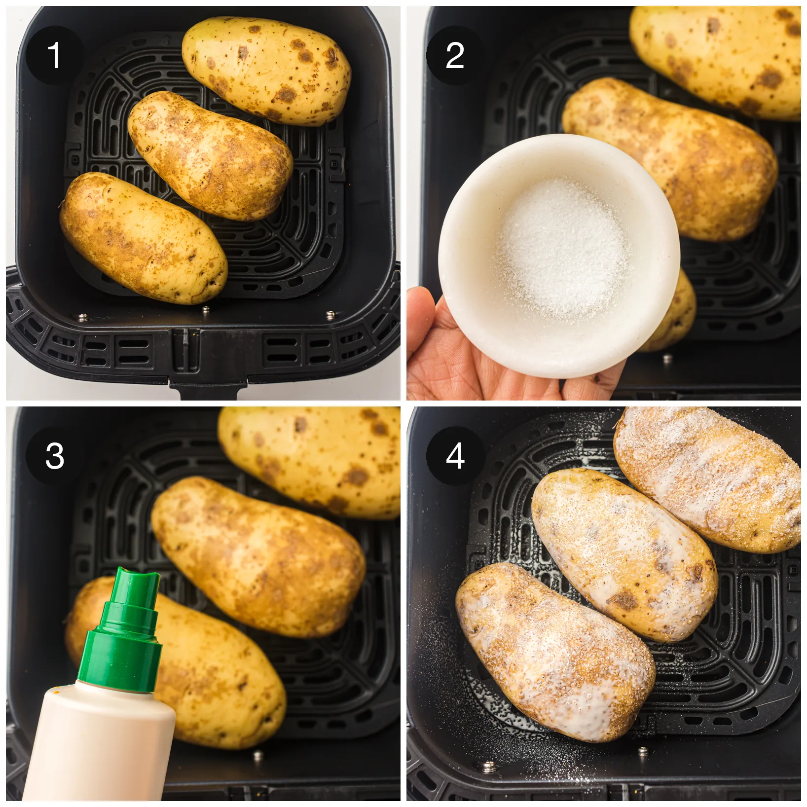 Potatoes pricked all over with a fork on a board