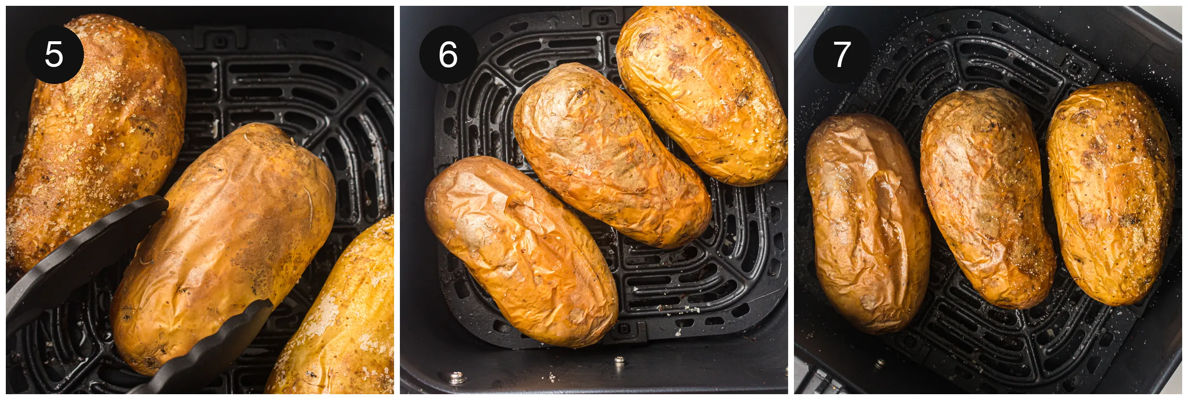 Whole potatoes spaced out in the basket