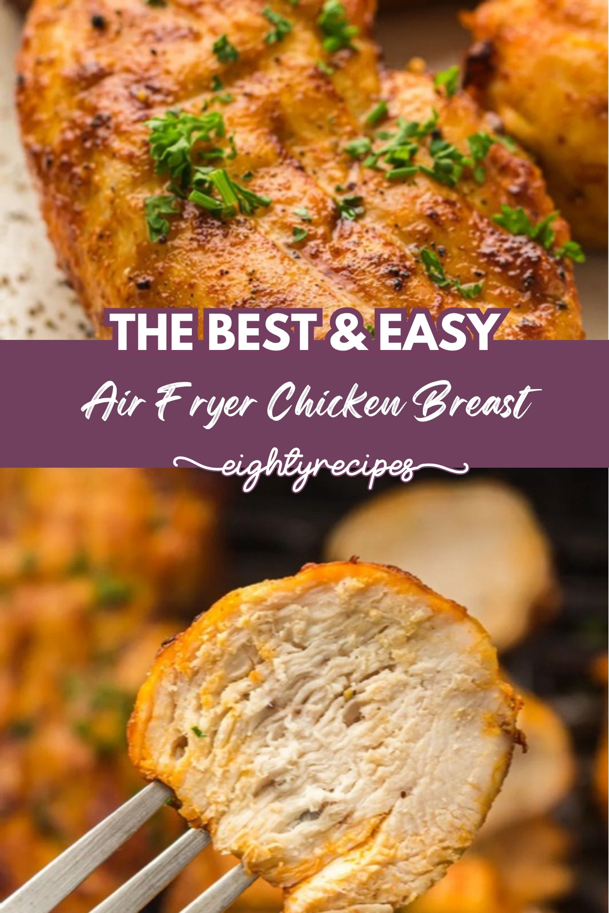 Air fryer chicken breast recipe pin for Pinterest
