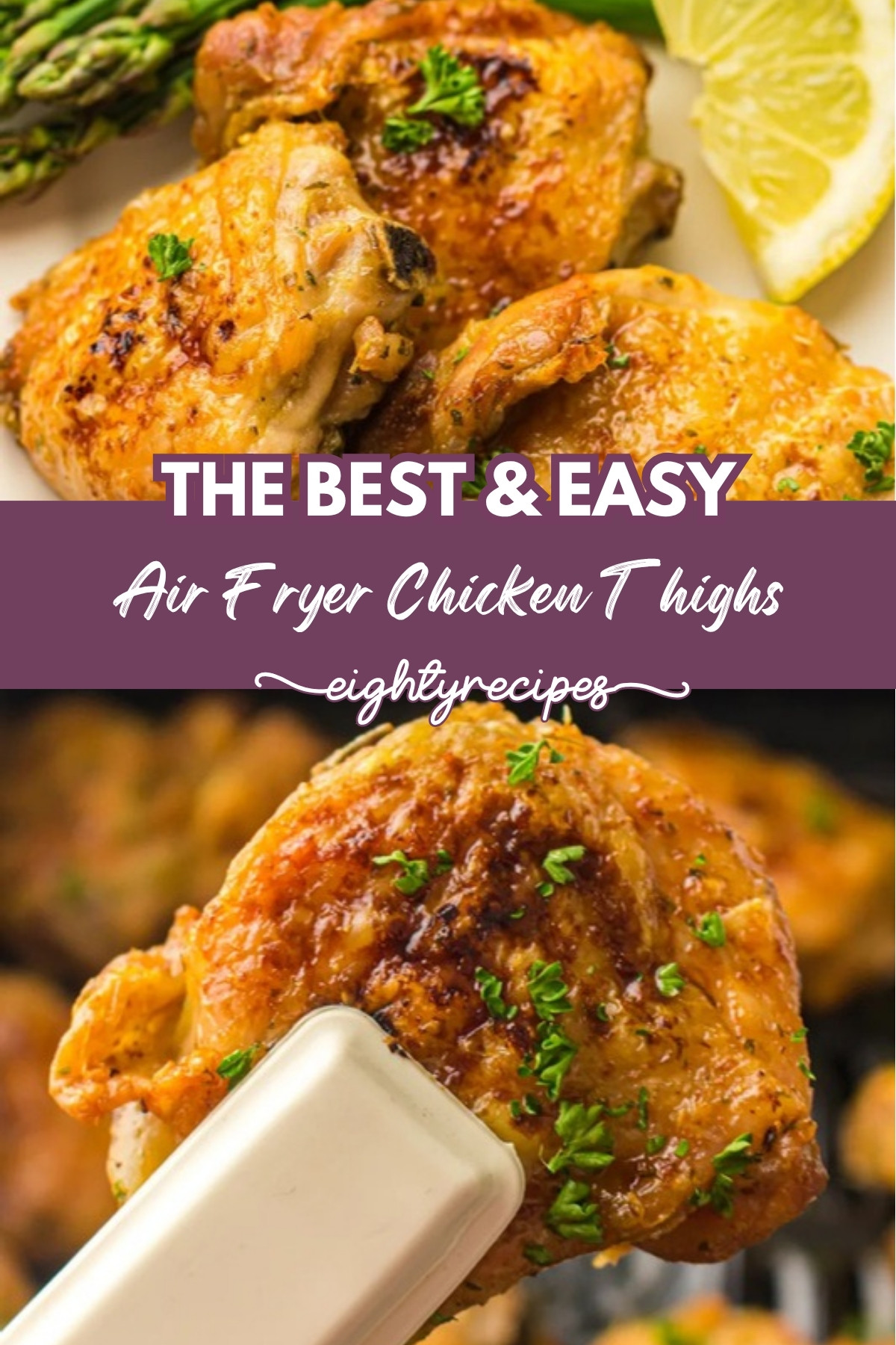 Air fryer chicken thighs recipe pin for Pinterest