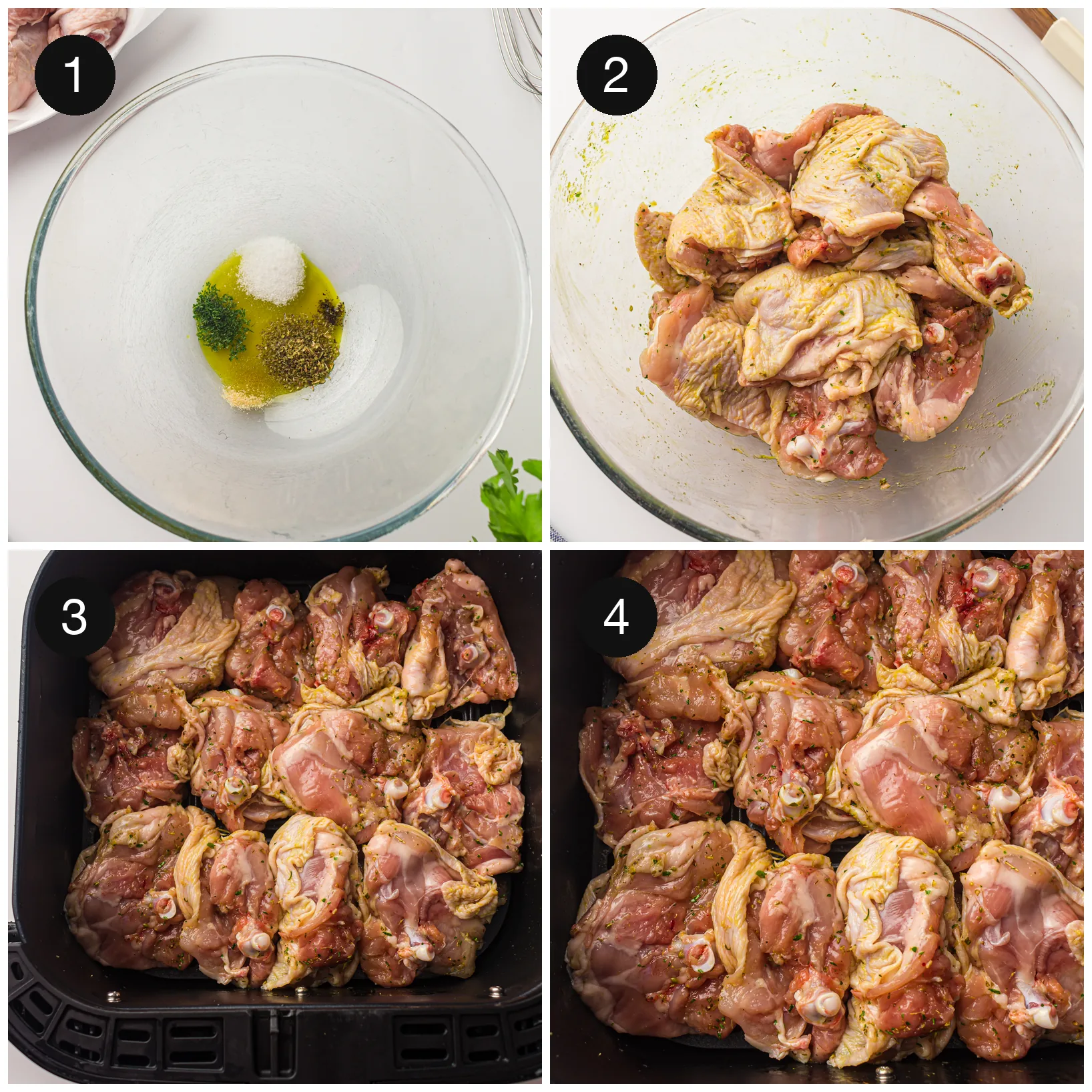 Bone-in pieces coated in a herb and oil marinade