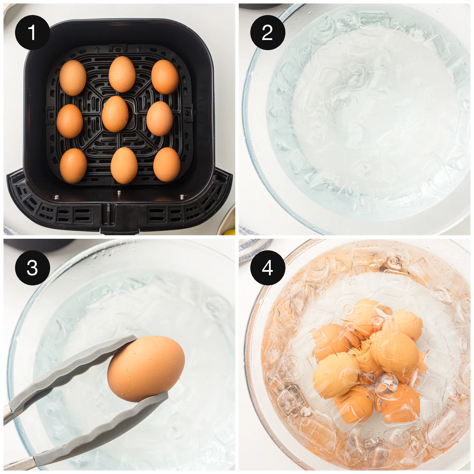 Whole eggs spaced out in a single layer in the basket