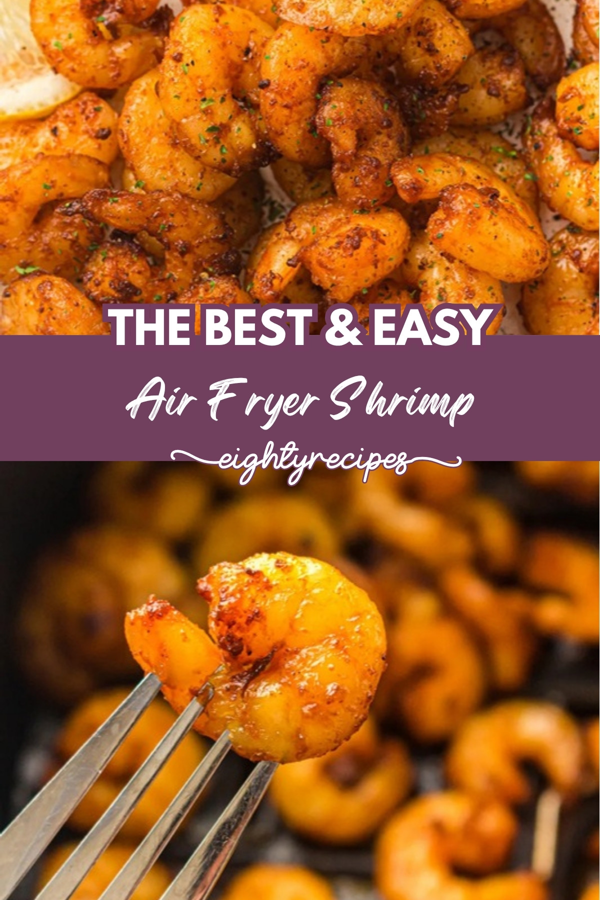 Air fryer shrimp recipe pin for Pinterest