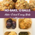 Energy balls stacked on parchment and packed into a lunch box