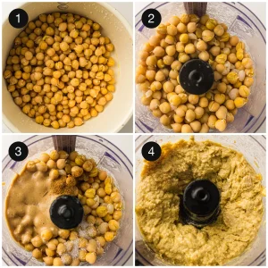 Chickpeas simmering in a pan of water to soften their skins