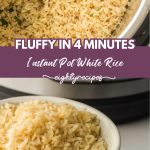 Instant pot white rice served in a bowl beside the pot