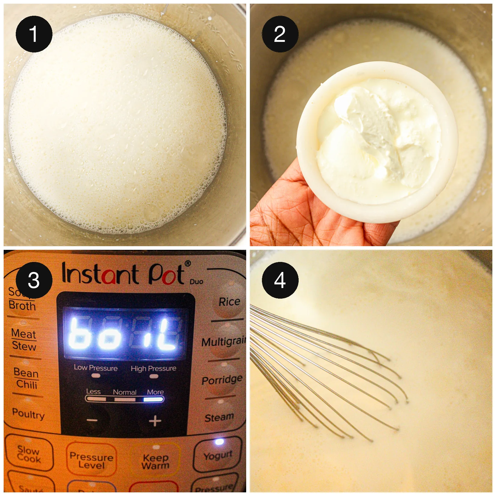 Milk heating in the inner pot before cooling
