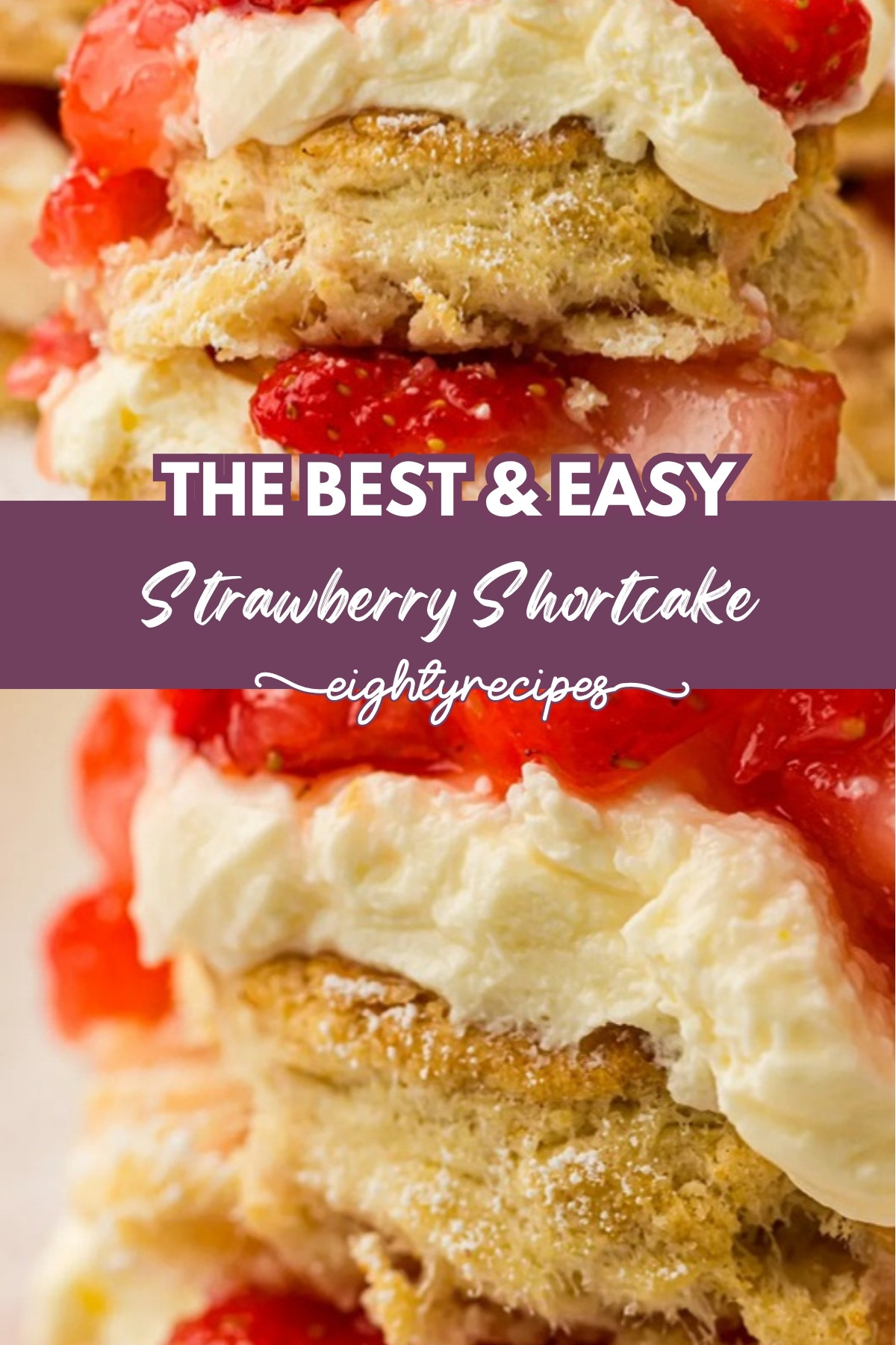 Strawberry shortcake recipe pin for Pinterest
