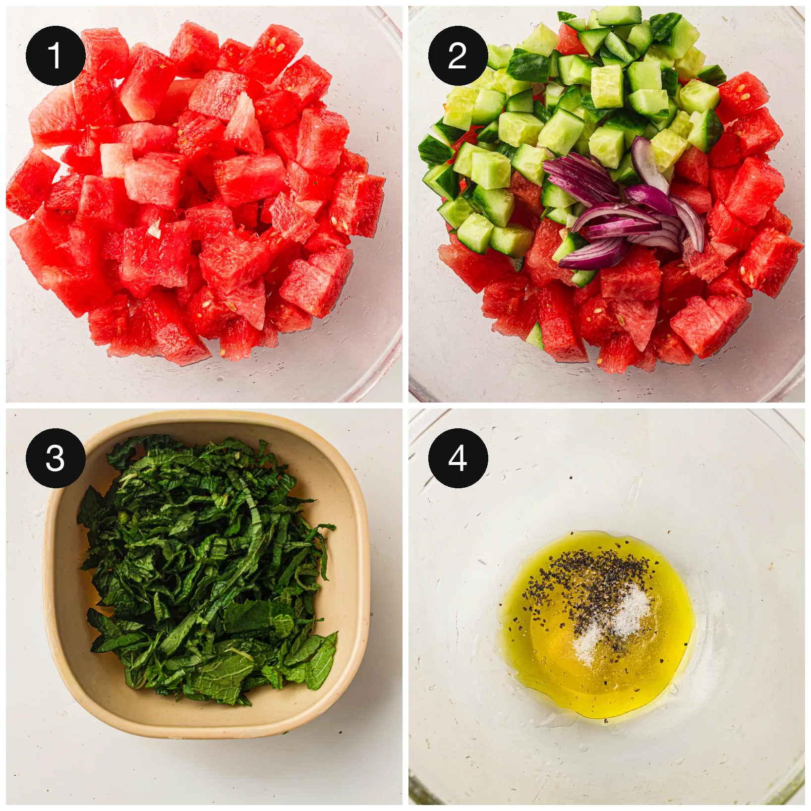 Cubed melon in a large serving bowl