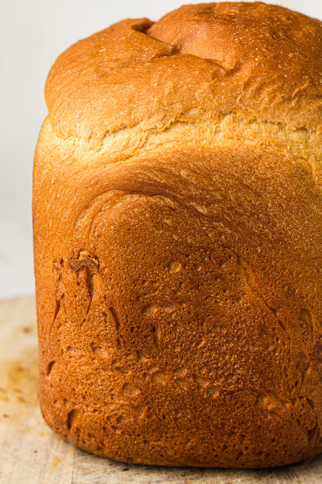 Bread machine white bread cooling after coming out of the pan