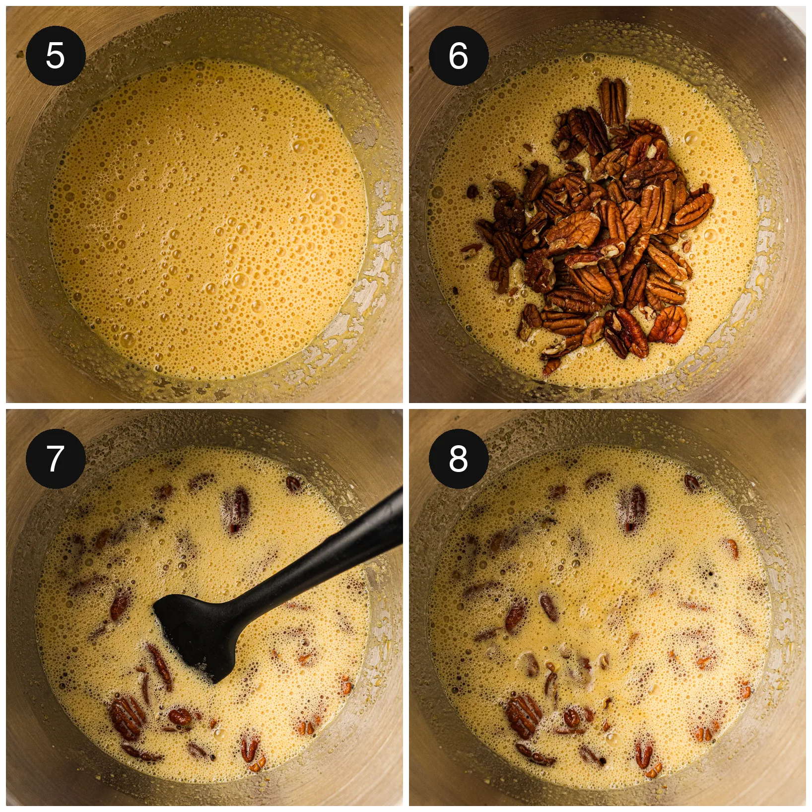 Pecans folded through the filling until each one is coated