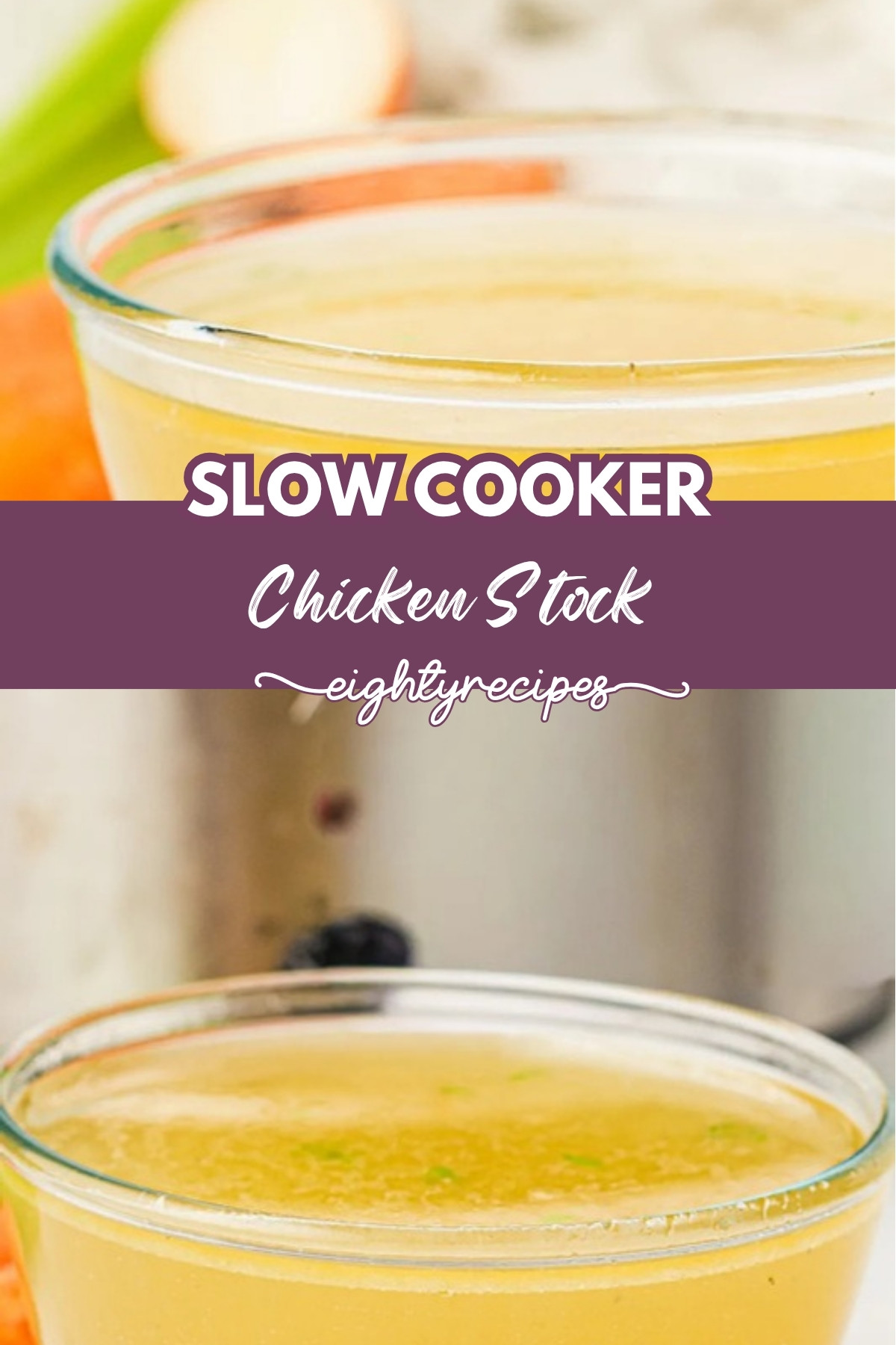 Slow cooker chicken stock recipe pin for Pinterest